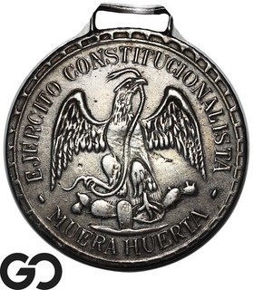 1914 Messico Un Peso Muera Huerta Durango Cuencame RARO