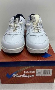 Vintage MacGregor Leather Court Shoes White Navy Men's Size 11 DS