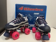 Skechers 4 Wheelers Sport Roller Skates Sz 6 Women's Navy Blue/ Hot Pink 1910