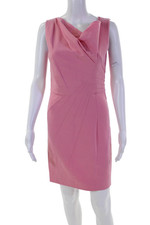 Oscar de la Renta Womens Wool Draped Sleeveless Zip Up Pencil Dress Pink Size 4