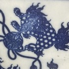Antique Chinese Blue & White Porcelain Headrest / Opium Pillow – Guardian Lions — photo 2