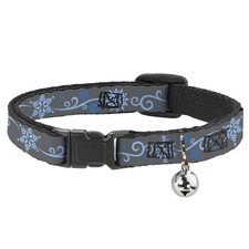 Cat Collar Breakaway with Bell Holiday Snowflakes Gray/Blue NARROW Fits 8.5-12"
