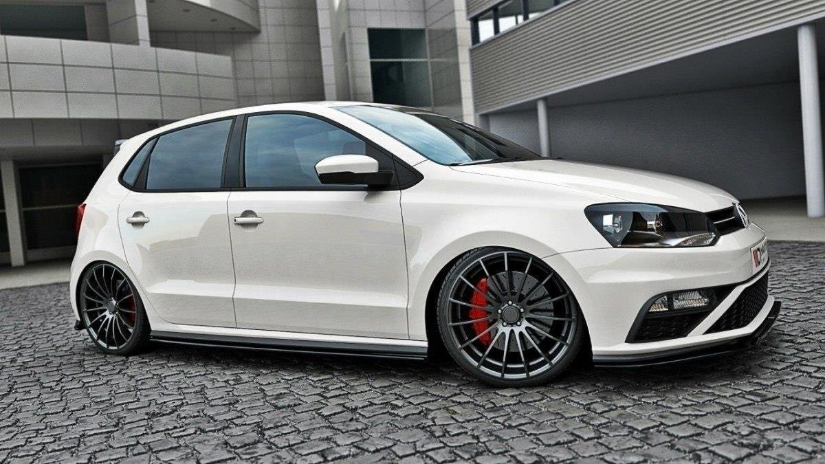 Rajouts des bas de caisse Polo GTI Mk5 Polift Maxton Design ABS noir brillant lame latérale