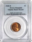 1940-D LINCOLN Wheat Cent PCGS MS 66 RD - Omaha Bank Hoard