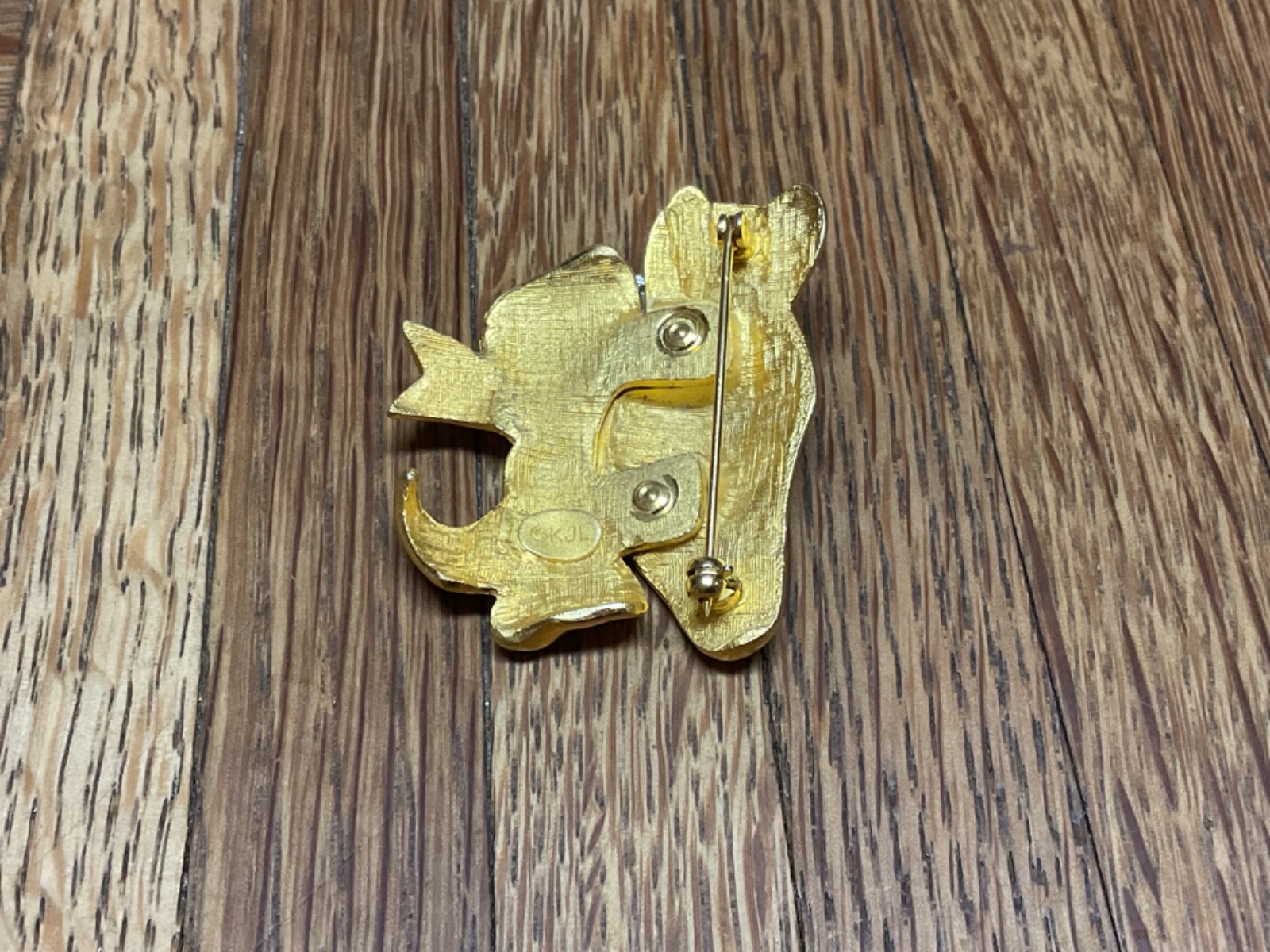 KJL Kenneth Jay Lane Zebra Head Brooch Gold Tone … - image 3