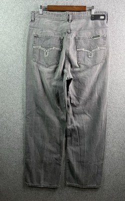 Ecko Unltd Jeans Gray Baggy Fit Wide Leg Skater Embroidered Jeans 36x31