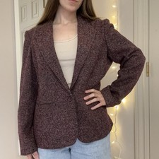 Vintage Burgundy And Grey Blazer Women s