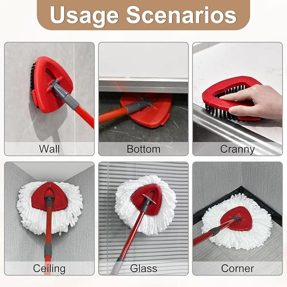 Replacement Mop HEAD For O-Cedar Spin Mop Easy Clean Wring+Brush+mop base - Image 3 of 4