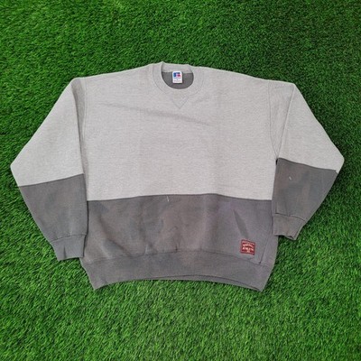 Vintage 90s Russell-Athletic Blank Sweatshirt XL 24x26 Gray Colorblock