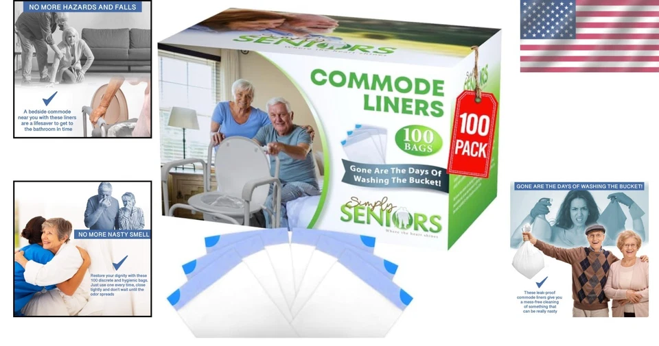100 Leak-Proof Portable Commode Toilet Bags for Seniors - Easy Disposal Solution - Image 2 of 4