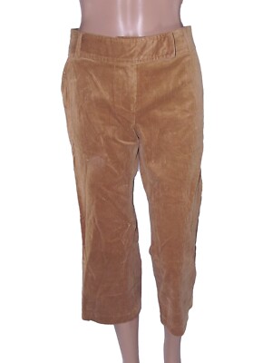 Zara Damen Hose beige Gr. 46 Capri Samt gerippt lässig elegant