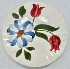 Rutledge Dinner Plate Blue Ridge Southern Pottery Red Blue Flowers (O2) AS IS