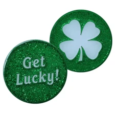 ReadyGolf: Get Lucky / Four Leaf Clover Shamrock 2-Sided Ball Marker