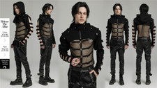 PUNK RAVE Men Black Steampunk Punk Rock Gothic Long Sleeve Short hooded Jacket