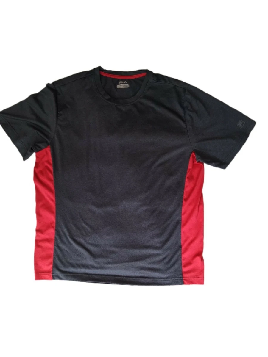 Fila Black Dark Gray Red Workout Gym Shirt Athletic Polyester