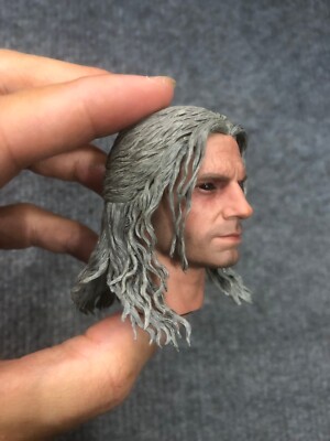 1/6 Soosoo Toys The Witcher White Wolf Head Sculpt Black Eyes for Action Figure