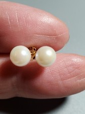 6 mm Freshwater White Pearls Made in 14K Yellow Gold Earring Stud