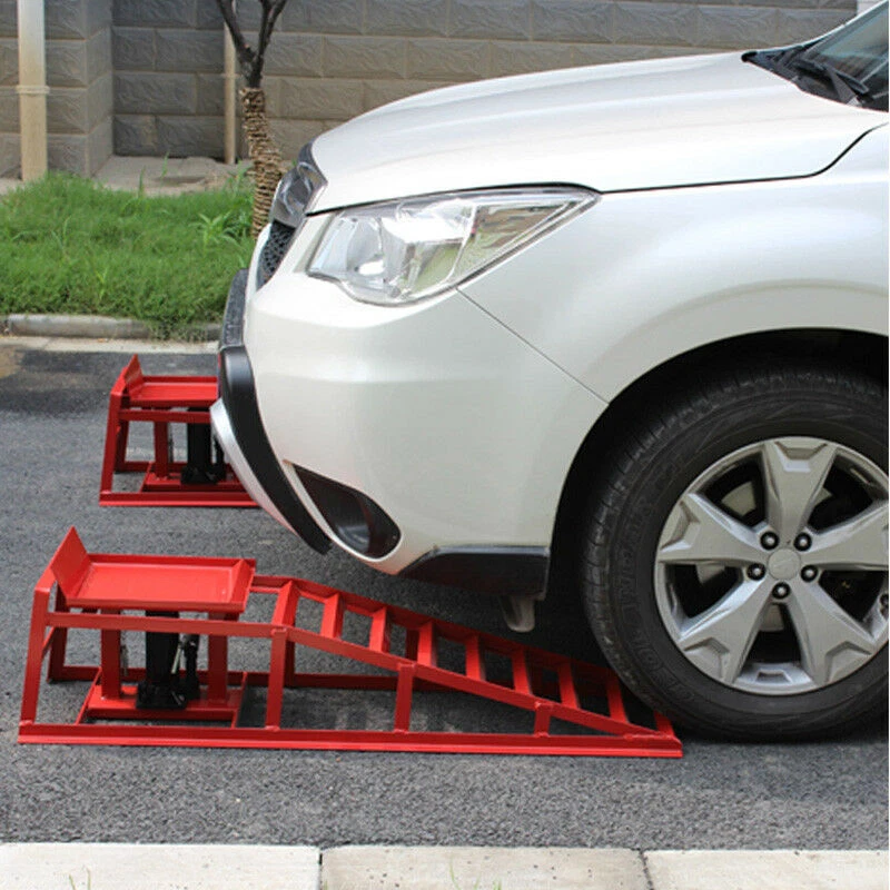 4 ton Hydraulic Car Ramps 2PC Heavy Duty Garage Auto Van Bottle Lift Jack Ramp - Image 4 of 4