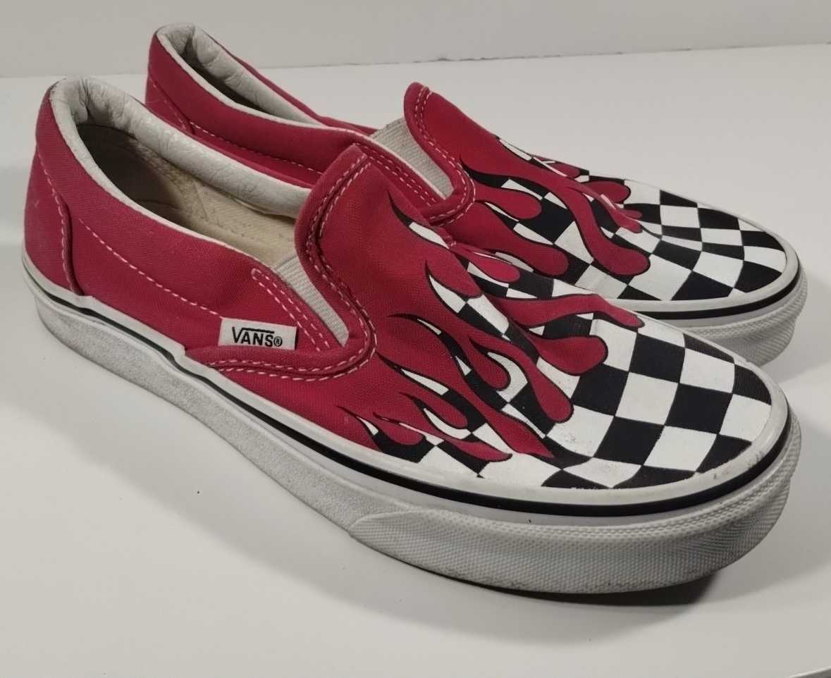 SAOLA Vans Classic Slip On Scacchi Vernice Rosso Sangue Drip Racing Uomo 5 Donna 6 5