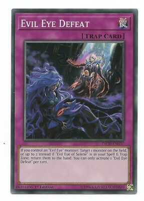 Yu-Gi-Oh! Evil Eye Defeat Card - INCH-EN037 Super Rare 1st Edition From Infinity Chasers Set