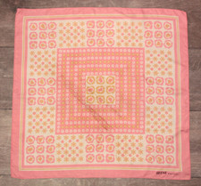 VTG 70s Pink, White  Tan Floral Geoffrey Beene Bazaar Scarf 1970s Acetate 