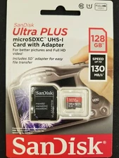 SanDisk Ultra Plus 128GB SDXC UHS-I, Brand New, Sealed! Lot of 3! Free Shipping!
