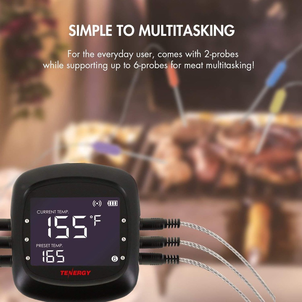 Tenergy Solis App Controlled Wireless Bluetooth LCD BBQ Thermometer w 2 Probes eBay