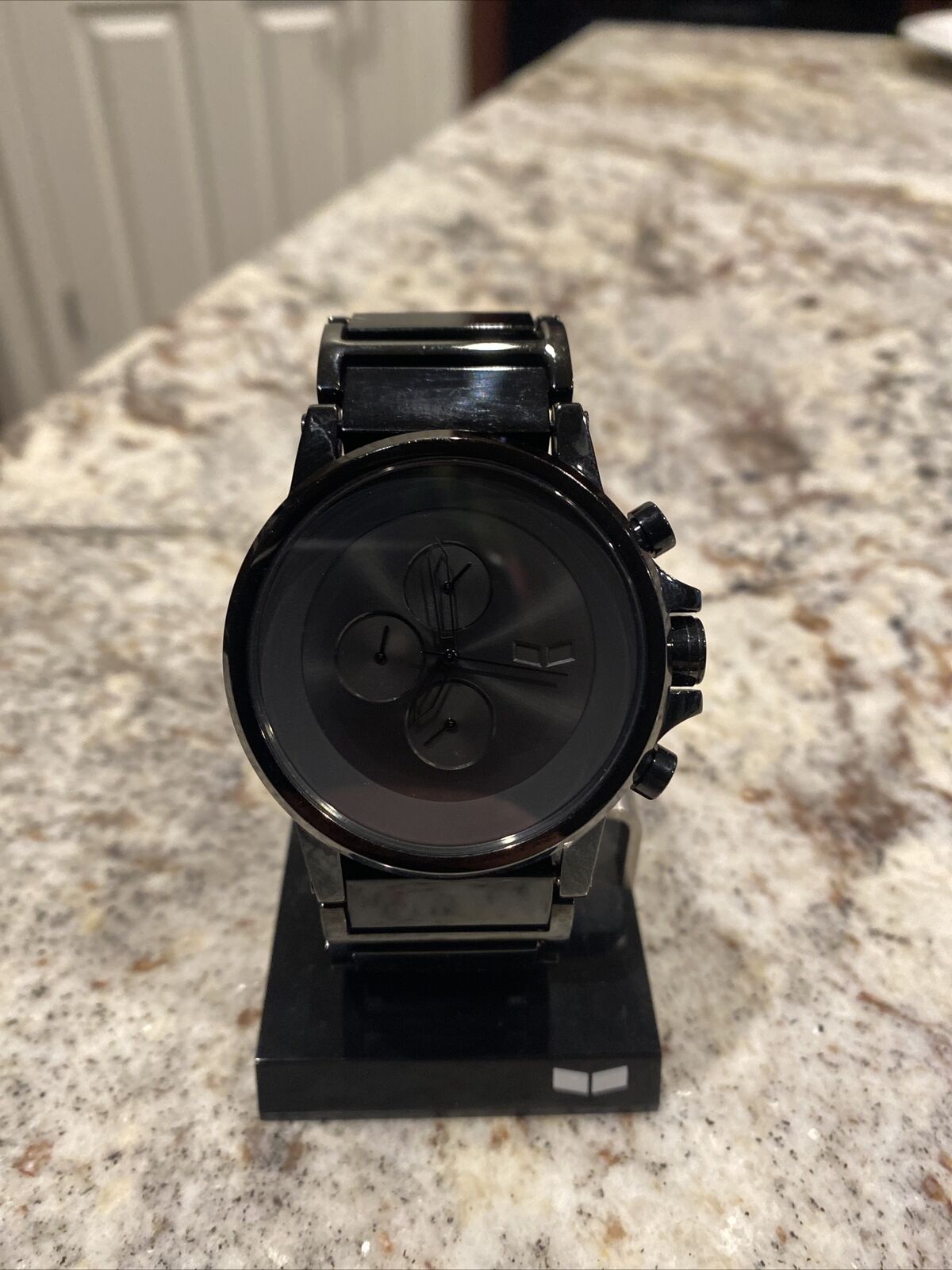 Vestal Plexi Acetate PLA017 All Black Minimalist Japanese Chronograph Watch 49MM