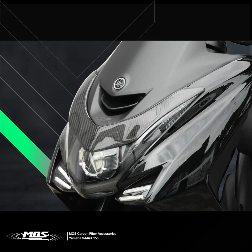 Cubierta decorativa de faros de fibra de carbono MOS para Yamaha SMAX 155 2015-2020 Foto 2 de 4