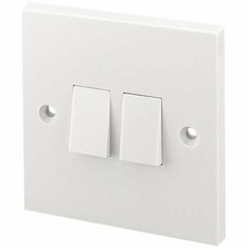 2 Gang 2 Way Light Switch Plastic Double Twin CE Approved Wall Switch- 10A