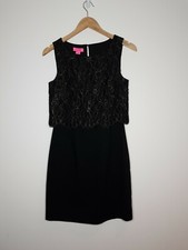 MONSOON FUSION DRESS SIZE 8 BLACK GOLD THREAD FLORAL SLEEVELESS SHIFT Qq678