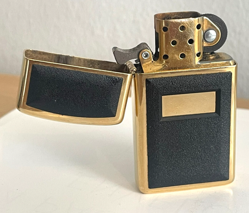 π₯ SLIM ZIPPO LIGHTER - 2001 GOLD PLATED "Black Elegance" ULTRALITE π₯ - Picture 5 of 11