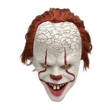 Horror Clown Joker Latex Mask w/Wig Hair For Halloween Costume Cosplay Pennywise