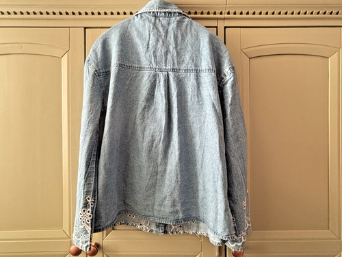 River Island Blue Boujie Boho Embroidered Denim Blouse Shirt Size 8/10Small BNWT - Picture 7 of 8