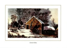 CURRIER & IVES BARN SCENE Cleo Christmas Greeting Card w/ Envelope New MG82