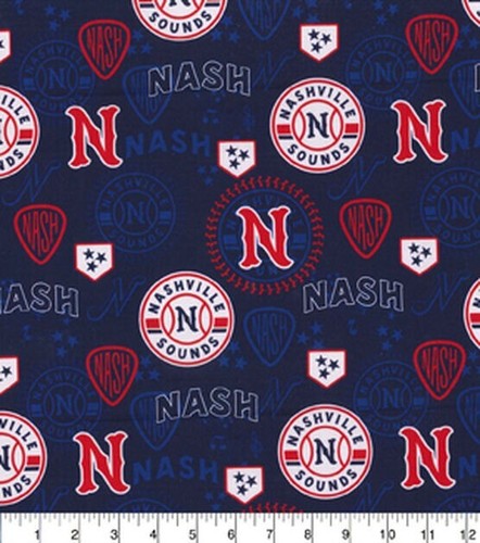 1 Yard Cotton Fabric Traditions MILB NASHVILLE SOUNDS Baseball Fabric Minors - Picture 2 of 2