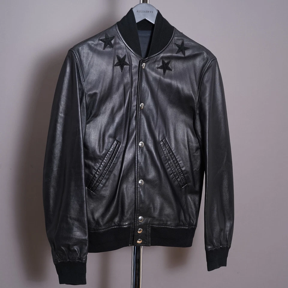 GIVENCHY Leather Jacket Mens Biker Bomber Celebrity Grail Star Varsity Teddy 44 - Image 4 of 4
