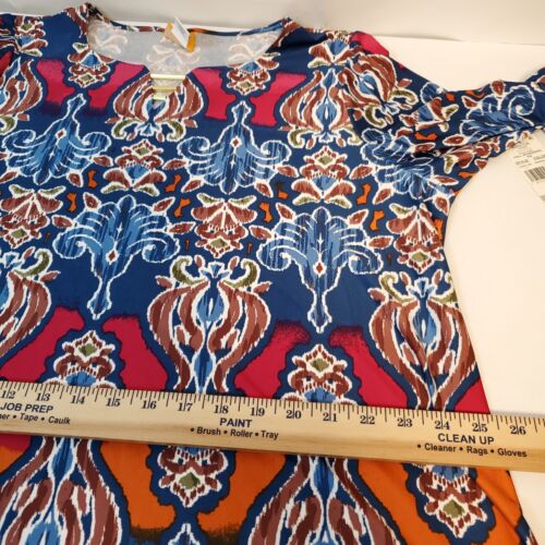 Ruby Rd Tunic Top Womens Plus 1X Multi Color Print Round Neck Stretch 3/4 Sleeve - Picture 11 of 15