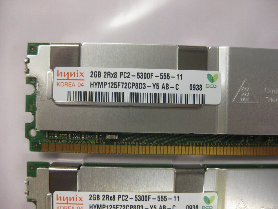 2x Hynix 2GB total of: 4GB HYMP125F72CP8D3 2Rx8 PC2-5300F Server Memory - Image 3 of 4