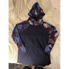 LuLaRoe Amber Hoodie Women's M Blue Floral Pullover Hoodie Long Sleeve Casual