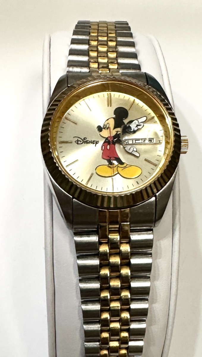 AUTHENTIC DISNEY MICKEY MOUSE MENS STAINLESS/GOLD BRACELET DAY