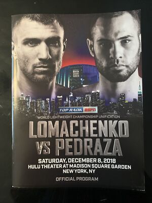 Vasiliy Lomachenko vs Jose Pedraza 2018 Official Program With Bout Sheet