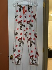 Womens Size M White w/Reindeer  SnowFlakes Super Soft Pajama/Lounge Pants NWOT
