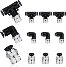 12 Pcs Push to Connect Fittings 1/4 Inch Tube OD X 1/4 NPT Air Line Pneumatic 