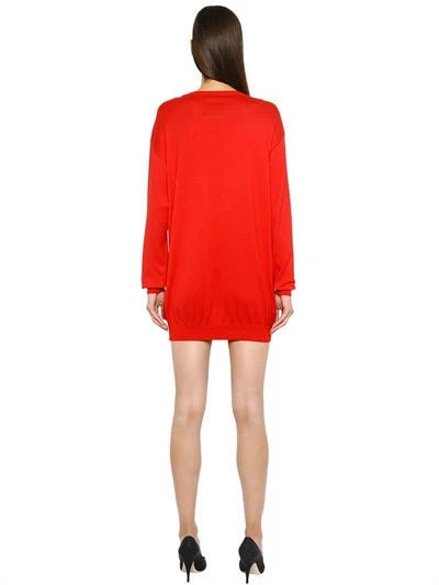 Abito intarsiato rosso SS17 $795 Moschino Couture Jeremy Scott orsacchiotto orsacchiotto SS17 $795