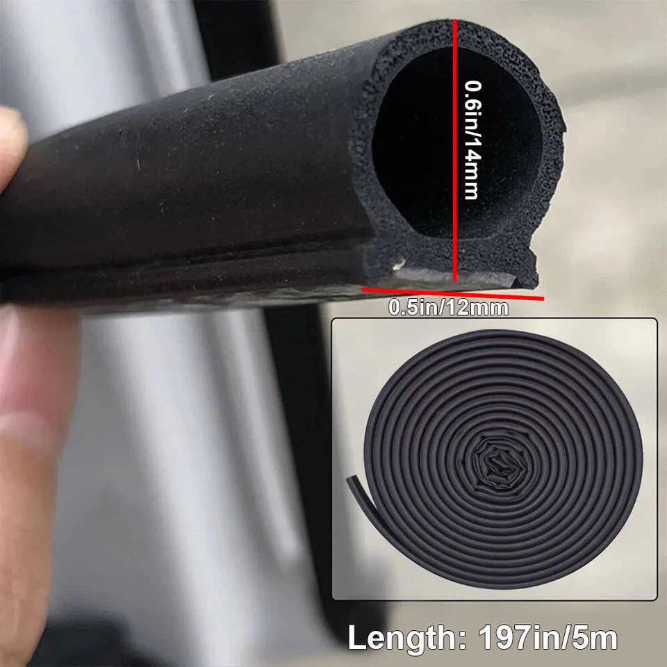 Faixa de vedação de porta em forma de D 5M para Volkswagen borracha borda oca protetor tira meteorológica - Imagem 3 de 4
