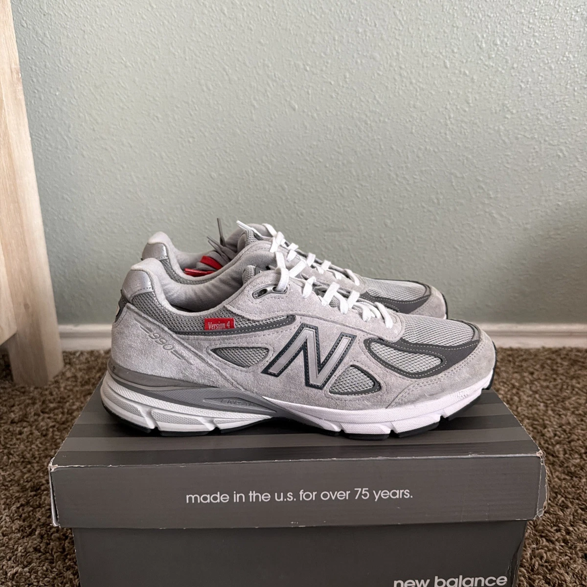 New Balance 990v4 Made In USA Red Label - Grey for Sale
