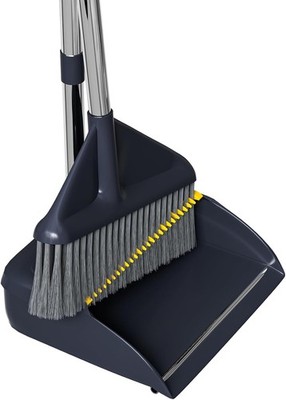 MOPUP Broom & Dustpan Set 52 inch Long Adjustable Handle Broom W/ Dustpan Teeth
