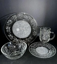 Vintage New Boxed Princess House Fantasia Crystal Frosted 4 Pc Place Setting 520