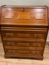 Vintage Solid Wood Fall Front Bureau Writing Desk – Fitted Interior – 3 Drawers